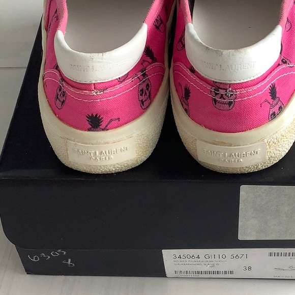 Saint Laurent Pink Skull Pineapple Running Shoes - Picture 3 of 4